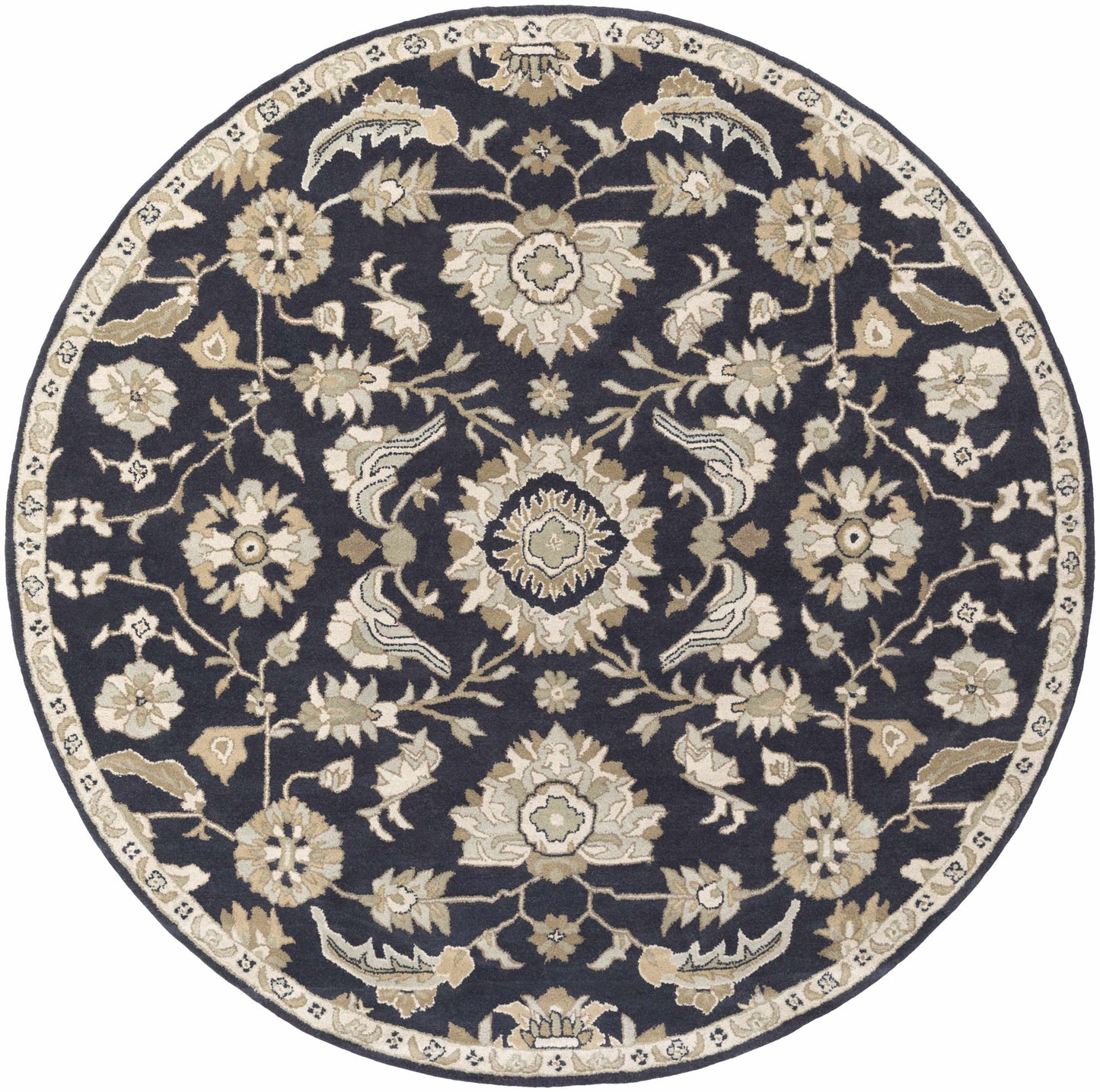 Copen Black Floral Wool Rug