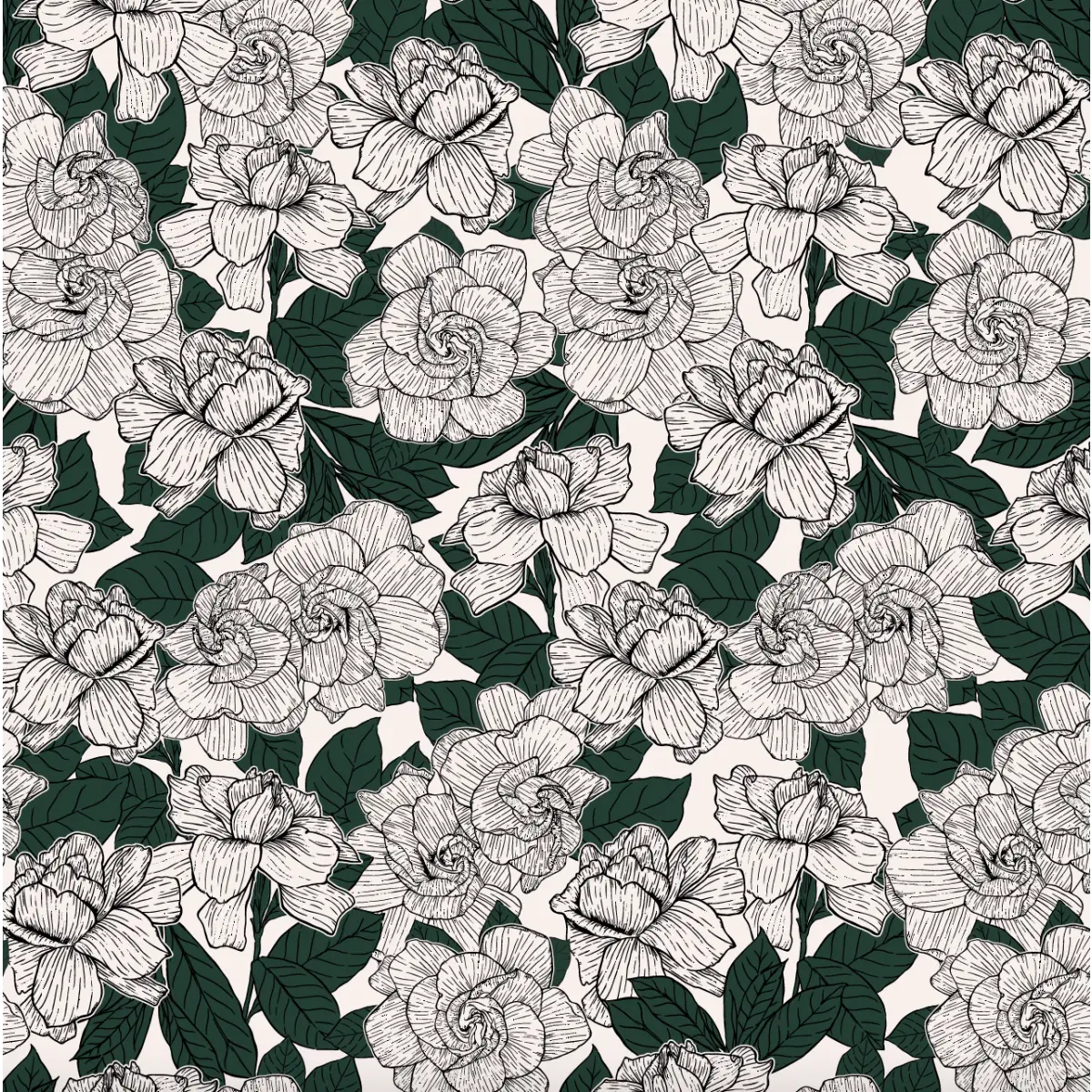 Shyla Wallpaper - Modern Gardenia - by Brittany Polatis Design - Sample 1 foot by 1 foot / Green - Loomwell Home Goods