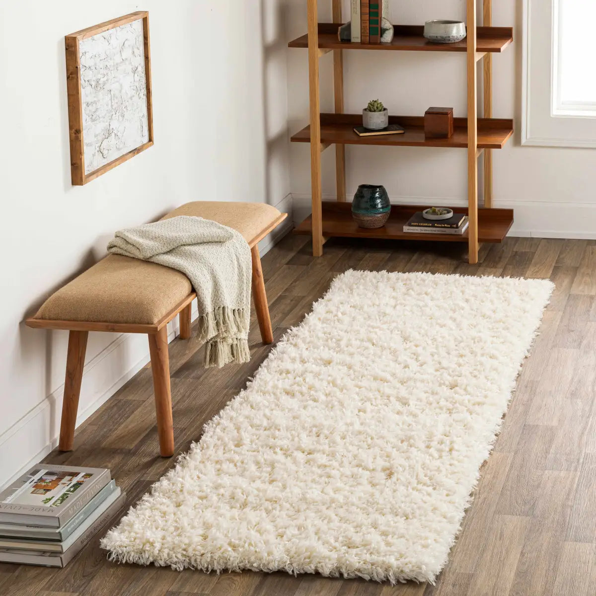 Siari Solid Cream Plush Rug - Boutique Rugs