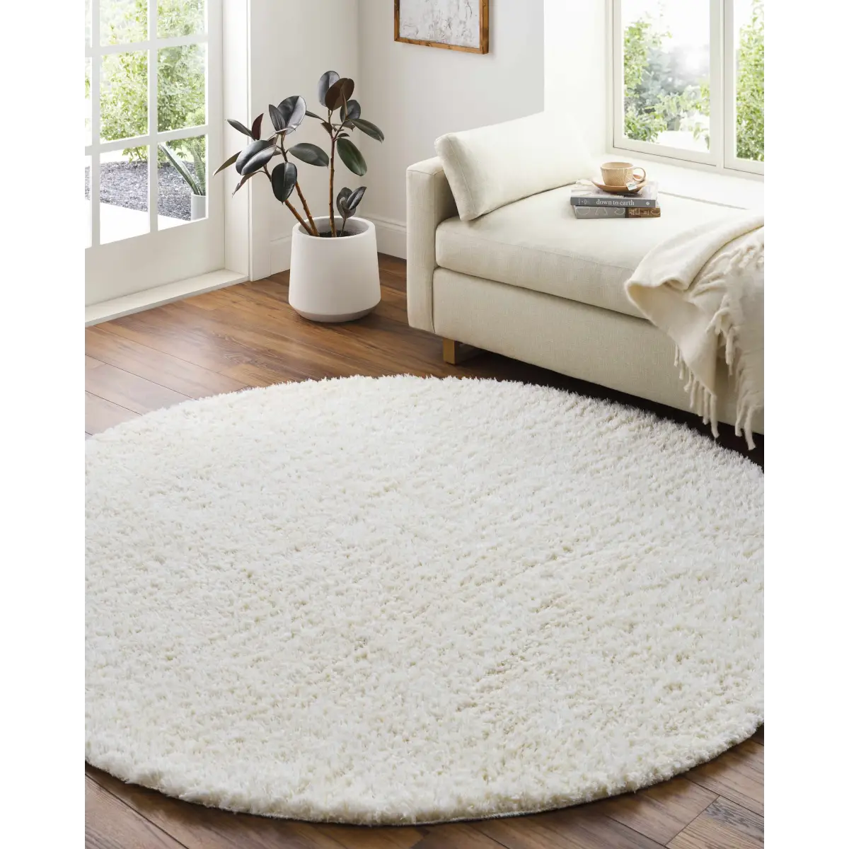 Siari Solid Cream Plush Rug - Boutique Rugs