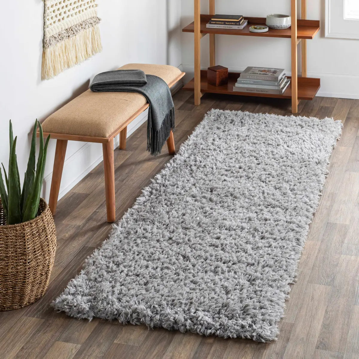 Siari Solid Medium Gray Shag Rug - Boutique Rugs