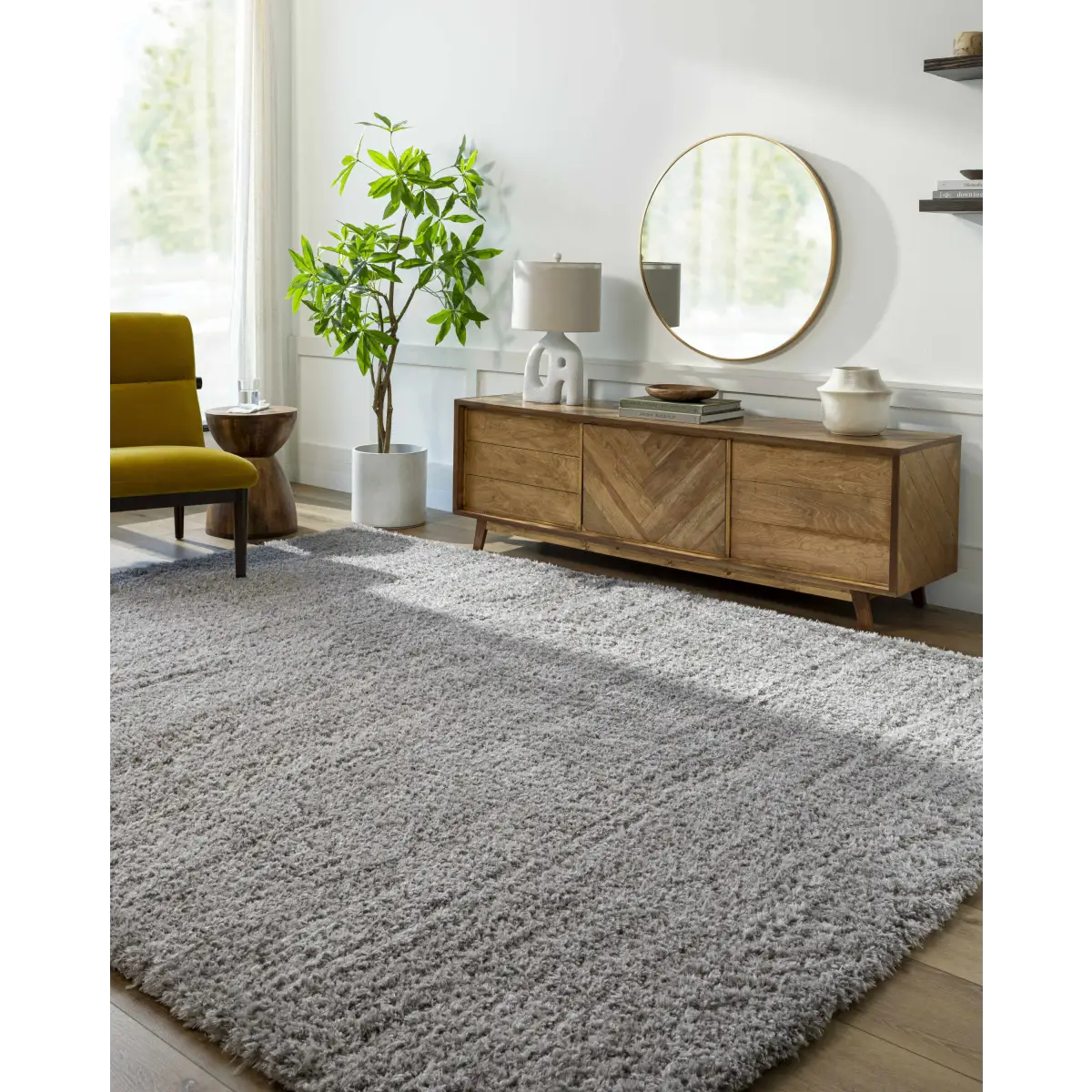 Siari Solid Medium Gray Shag Rug - Boutique Rugs