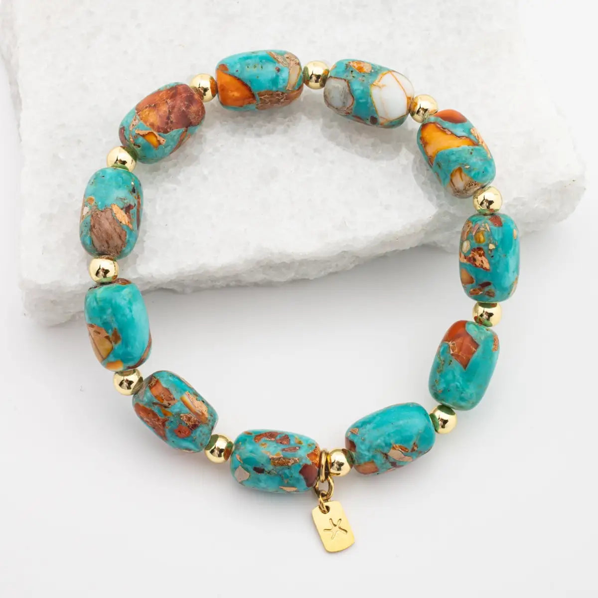 Sierra Bloom Turquoise Emperor Stone Beaded Bracelet - Starfish Project