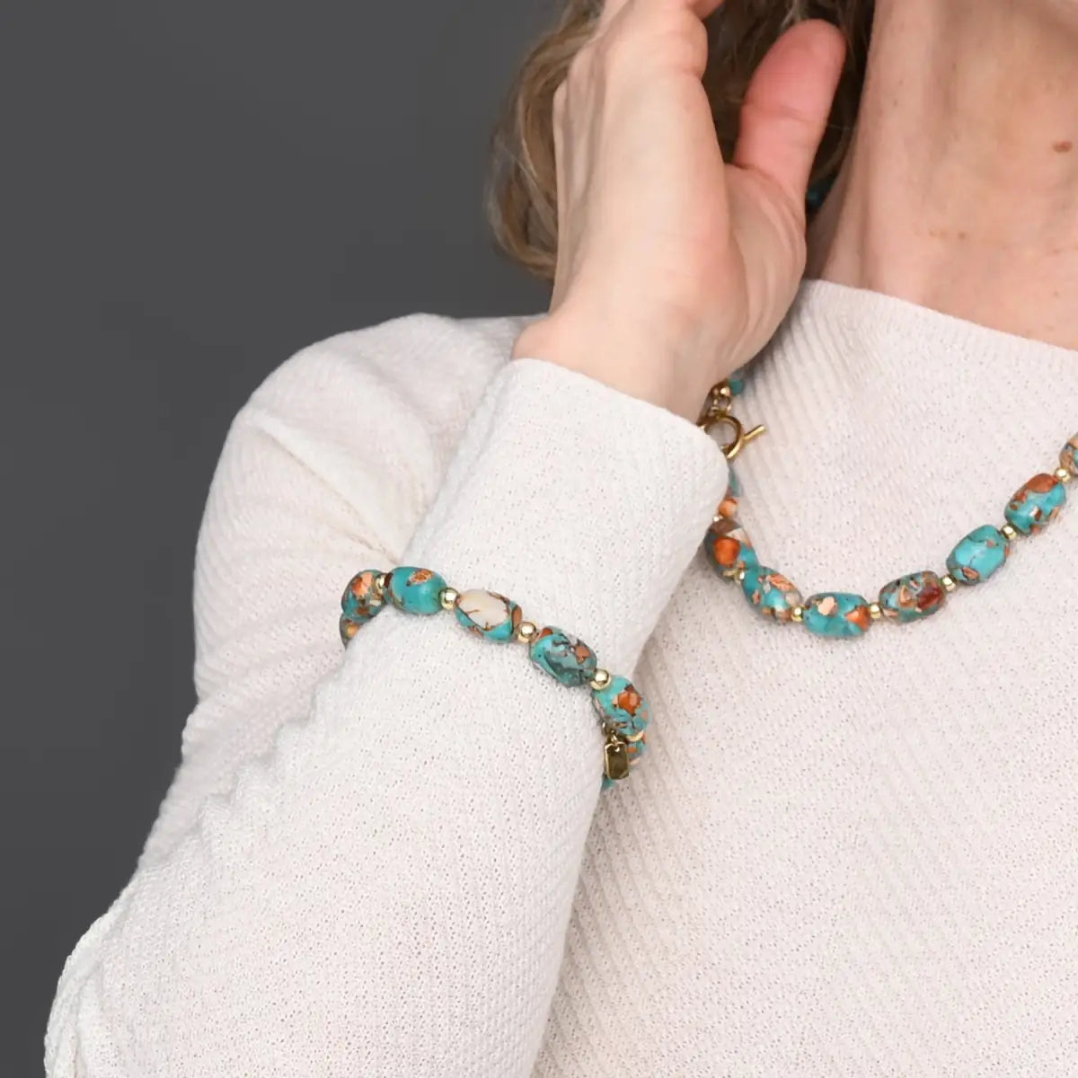 Sierra Bloom Turquoise Emperor Stone Beaded Bracelet - Starfish Project