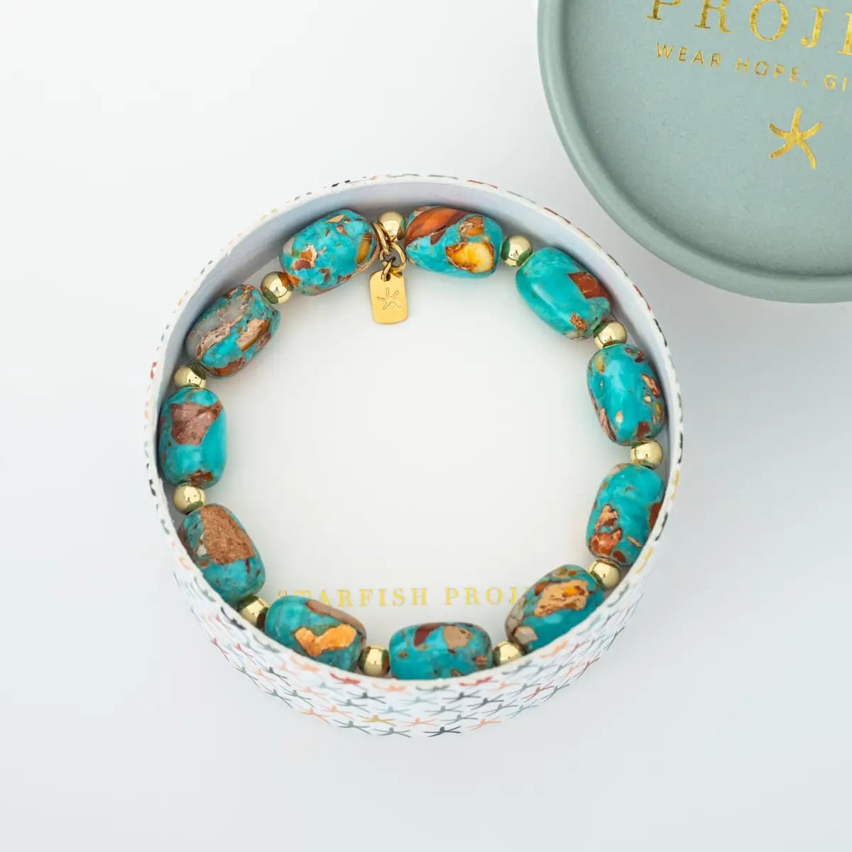 Sierra Bloom Turquoise Emperor Stone Beaded Bracelet - Starfish Project