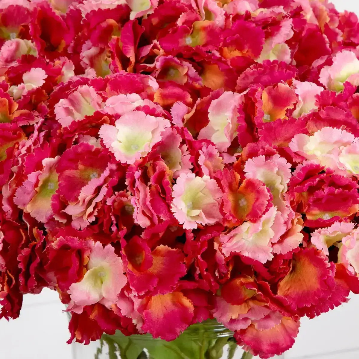 Signature Collection 18” Blooming Hydrangea Artificial Arrangement in Glass Vase - Nearly Natural