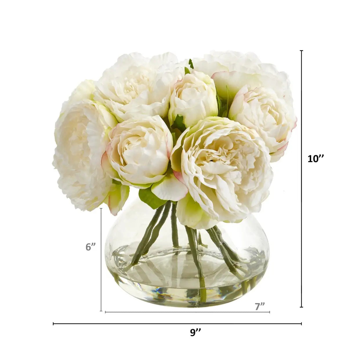 Silk Peony Artificial Arrangement in Vase - Nearly Natural
