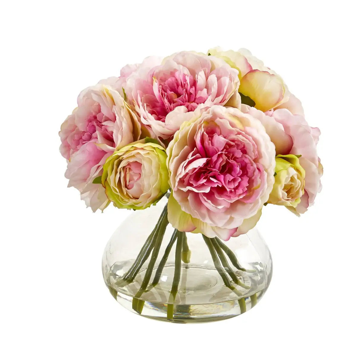 Silk Peony Artificial Arrangement in Vase - Pink - Nearly Natural
