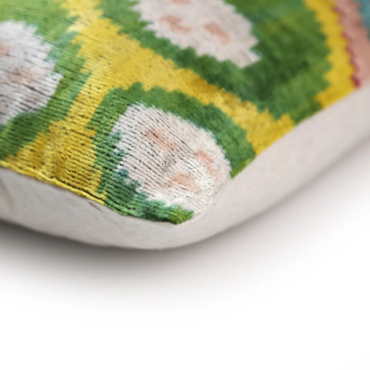 Silk Velvet Ikat Lumbar Pillow – Handmade Throw Cushion - 16x24 - Canvello