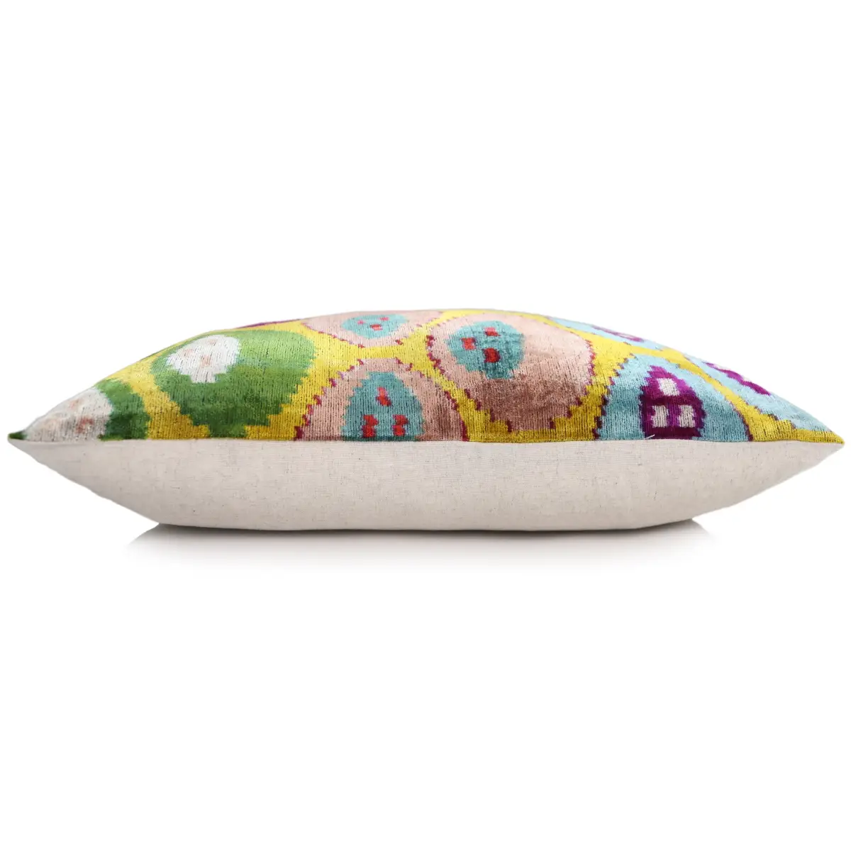 Silk Velvet Ikat Lumbar Pillow – Handmade Throw Cushion - 16x24 - Canvello