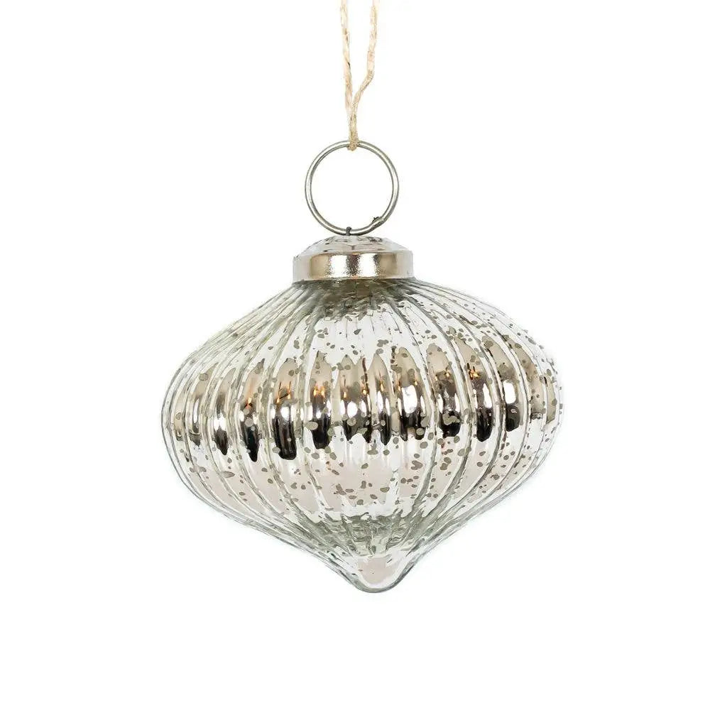Silver Glass Christmas Ornament - Set of 3 - Devanie At Home (Formerly Adams & Co.)