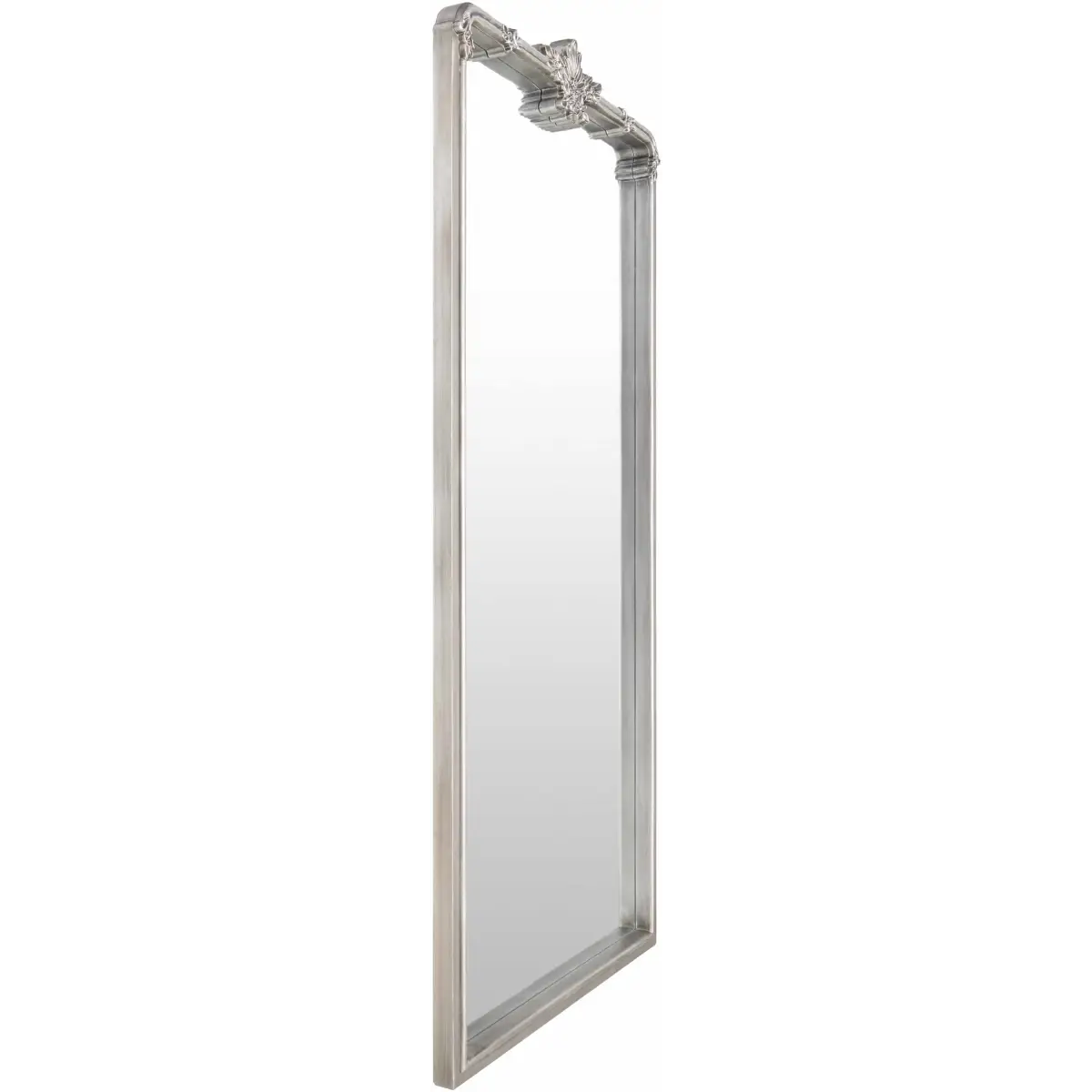 Silver Gray Frame 66’’ Rectangle Wall Mirror - 66’’H x 30’’W x 2’’D Arch/Crowned Top - Boutique Rugs