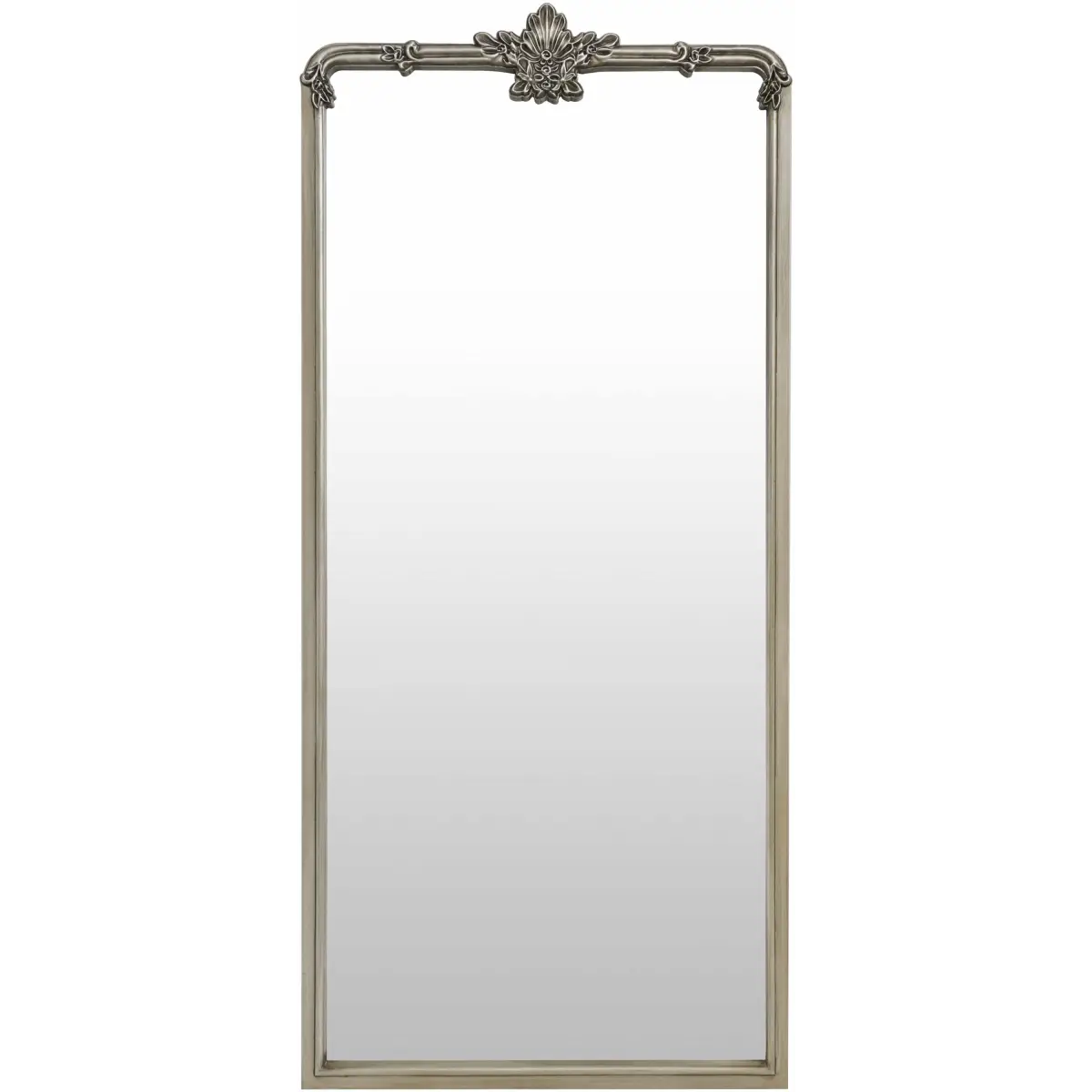 Silver Gray Frame 66’’ Rectangle Wall Mirror - 66’’H x 30’’W x 2’’D Arch/Crowned Top - Boutique Rugs