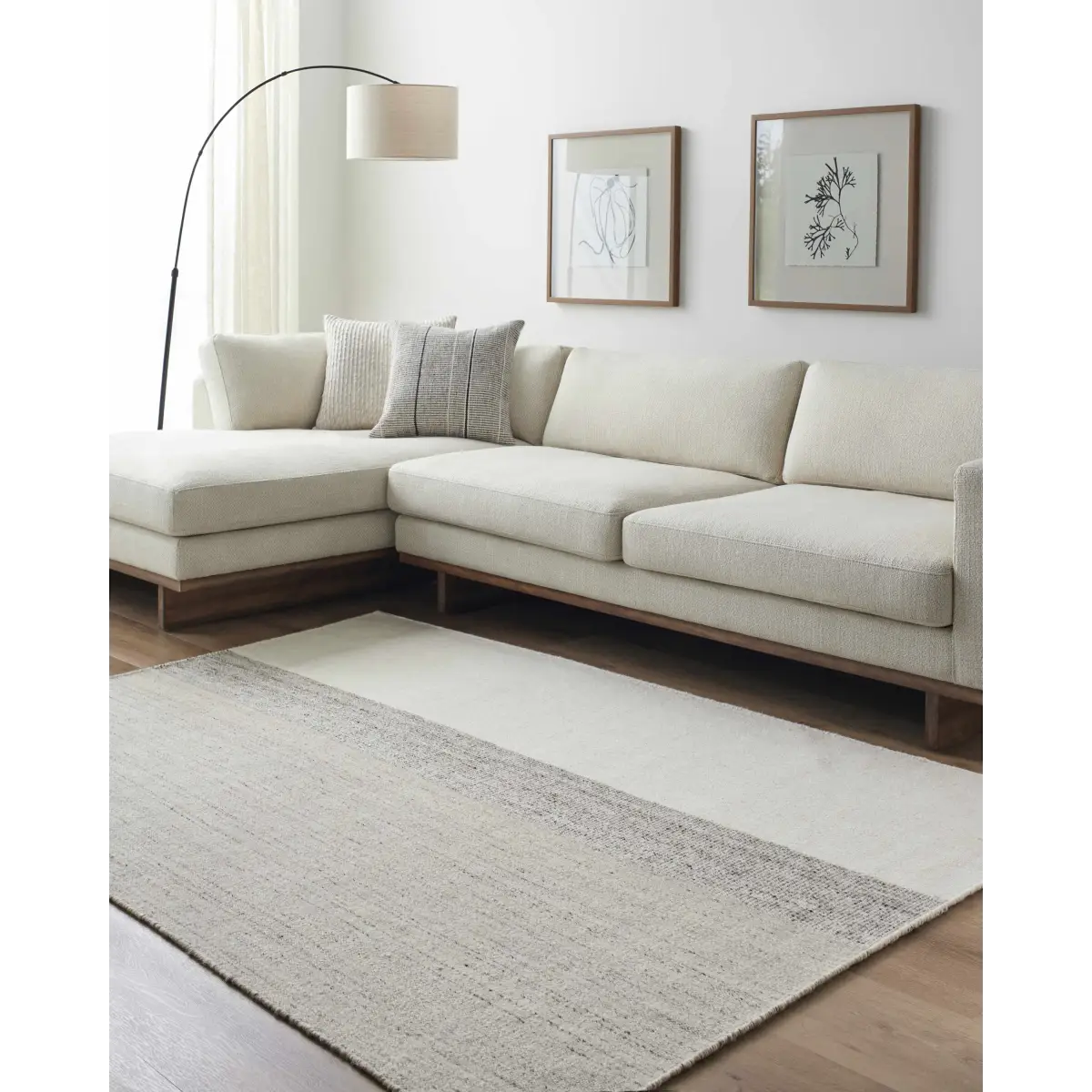 Silver Gray Ombre Wool Area Rug - 5’ x 7’6’’ Rectangle - Boutique Rugs