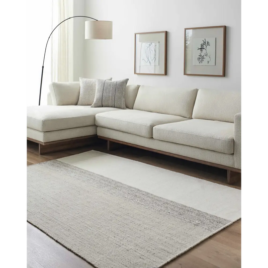 Silver Gray Ombre Wool Area Rug - 5’ x 7’6’’ Rectangle - Boutique Rugs