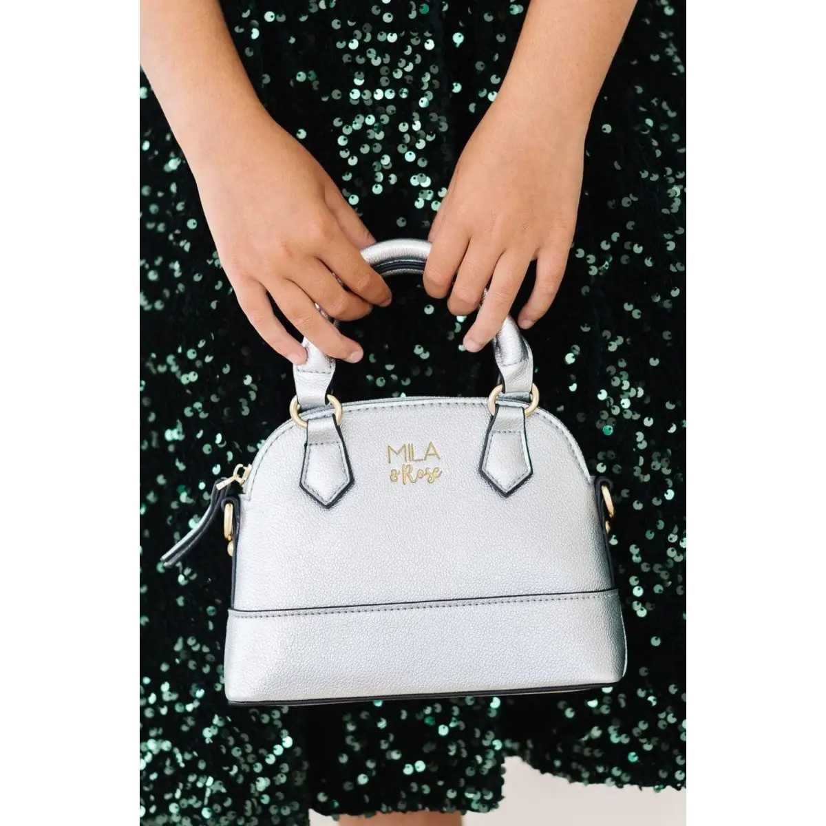 Girl’s Crossbody Purse - Silver Metallic - Mila & Rose ®
