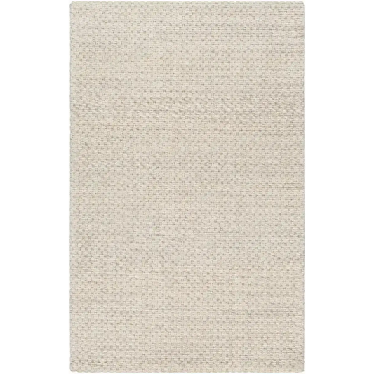Simple Beige Textured Wool Blend Area Rug - 5’ x 7’6’’ Rectangle - Boutique Rugs