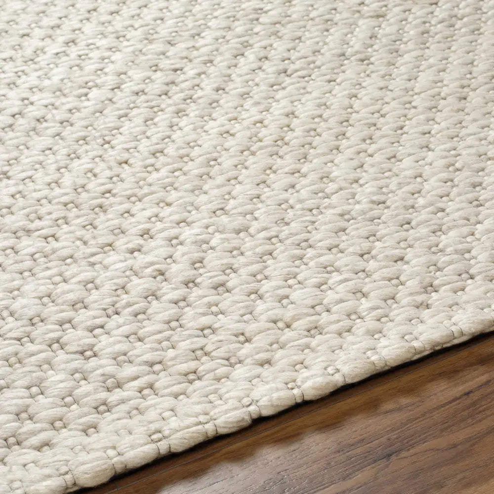 Simple Beige Textured Wool Blend Area Rug - Boutique Rugs