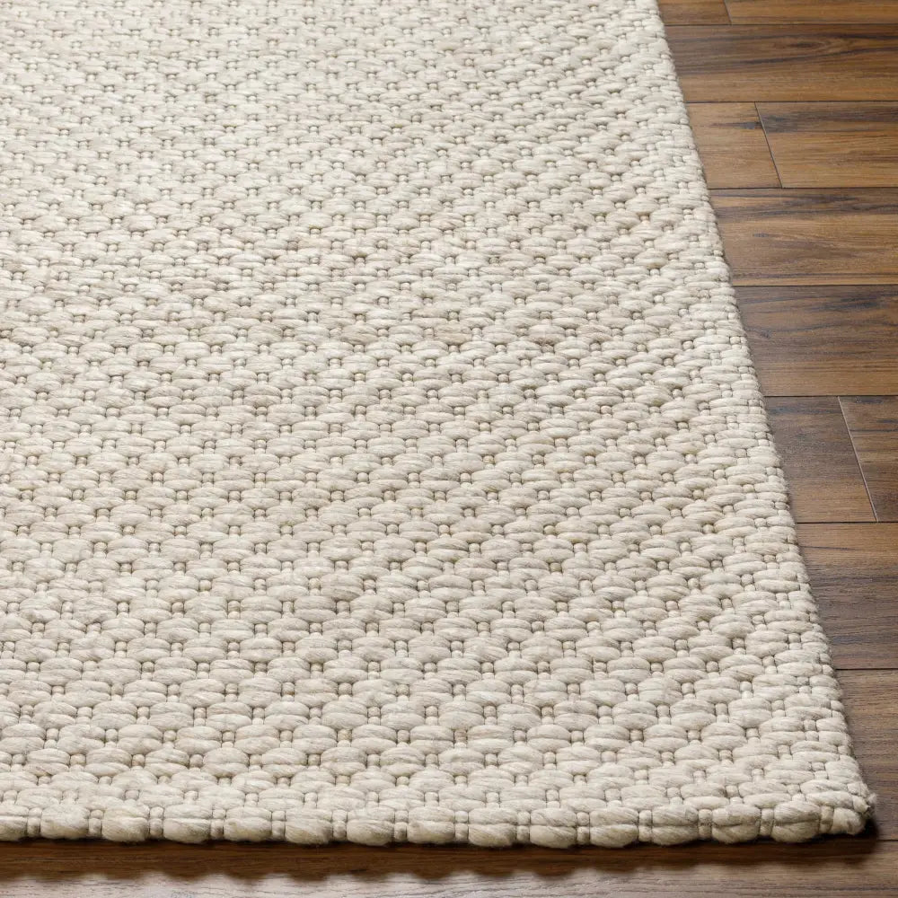 Simple Beige Textured Wool Blend Area Rug - Boutique Rugs