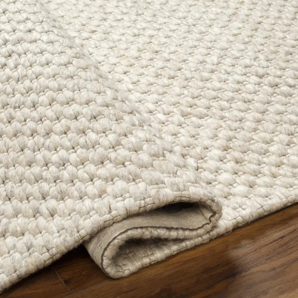 Simple Beige Textured Wool Blend Area Rug - Boutique Rugs