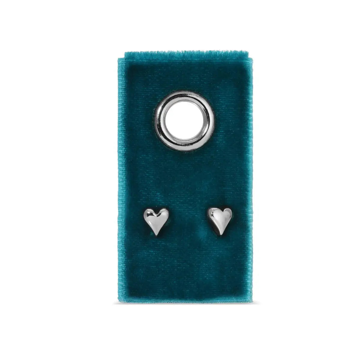 Silver Heart Stud Earrings on Velvet Gift Tag - Splendid Iris
