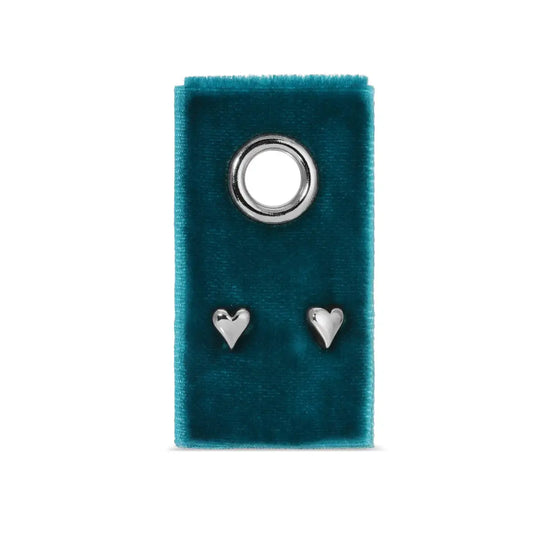 Silver Heart Stud Earrings on Velvet Gift Tag - Splendid Iris