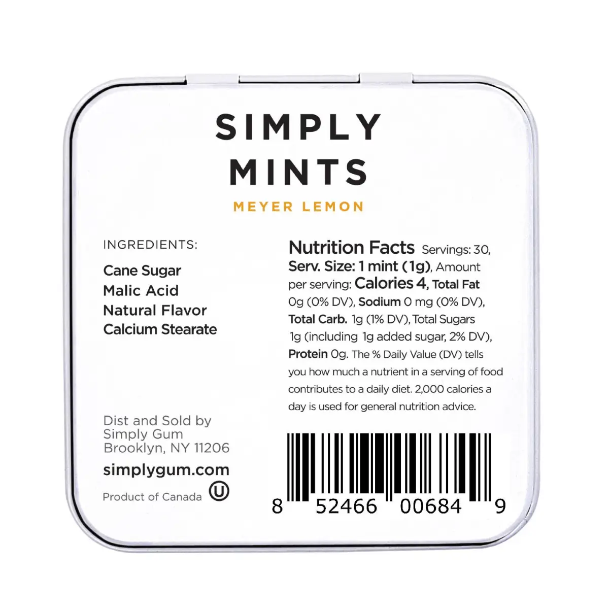 Simply Mints - Meyer Lemon - All-Natural - Simply Gum