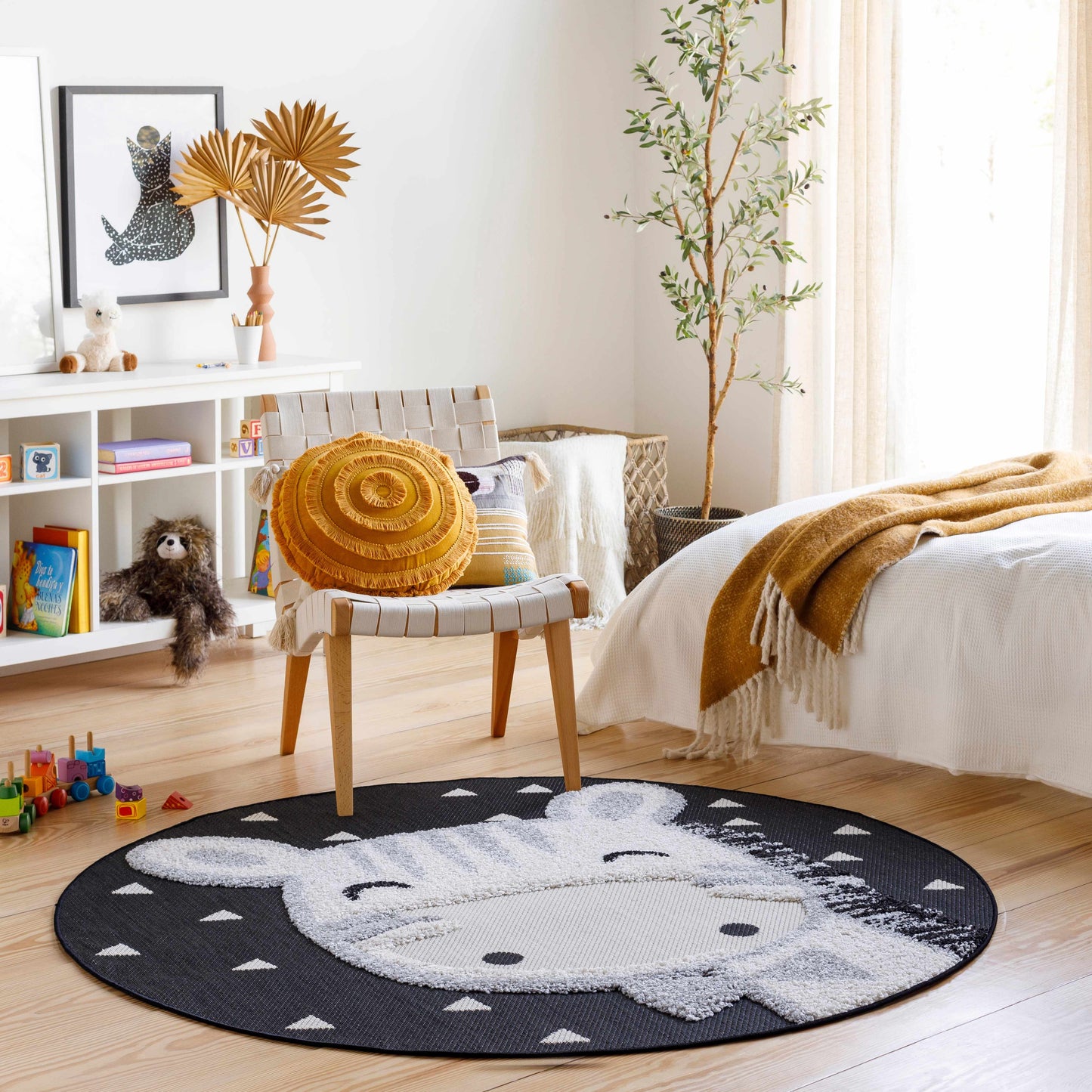 Tapis de chambre d'enfant à imprimé animal girafe et nœud papillon pour enfants - Liquidation