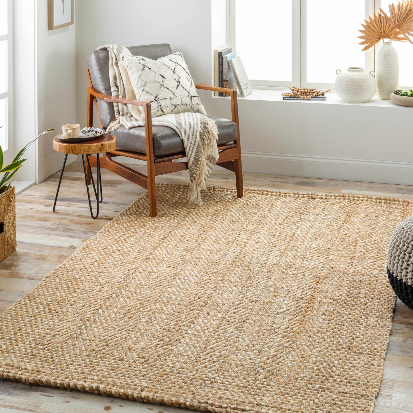 Tapis en jute texturé naturel Dinah