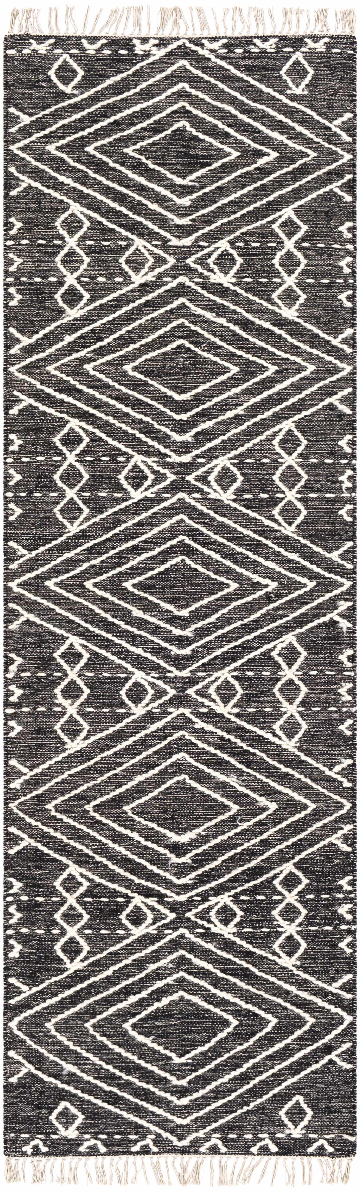 Black Cream Diamond Area Rug