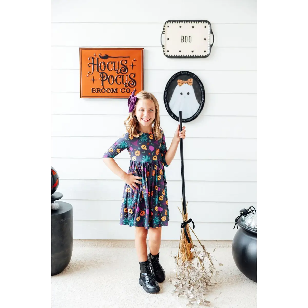 Pocket Twirl Dress - Skeleton Web - Halloween - Mila & Rose ®