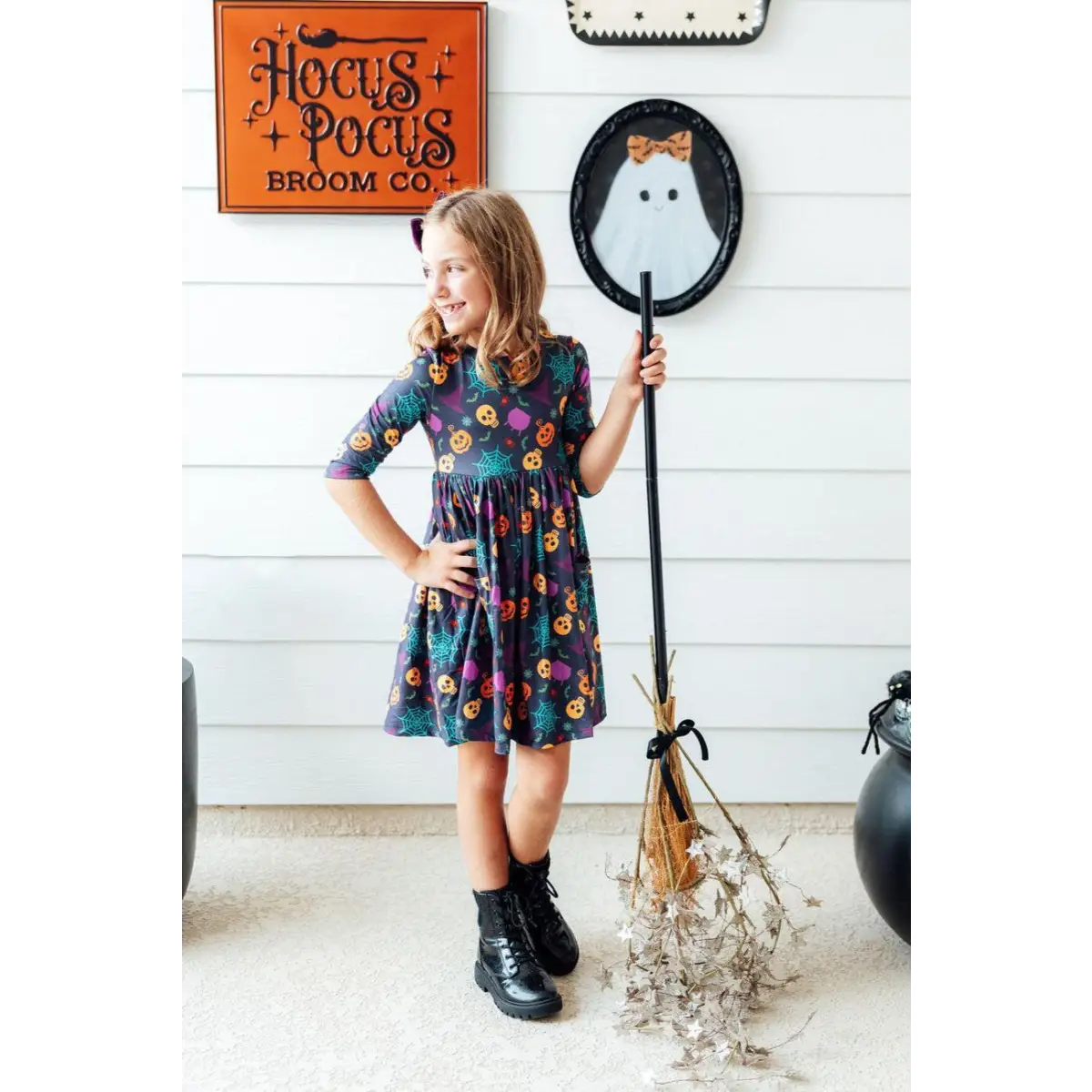 Pocket Twirl Dress - Skeleton Web - Halloween - Mila & Rose ®