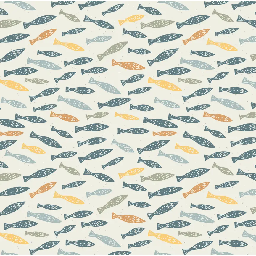 Skipper Wallpaper - Kids Fish - by CoastL Studio - Sample 1 foot by 1 foot / Colorful - Loomwell Home Goods