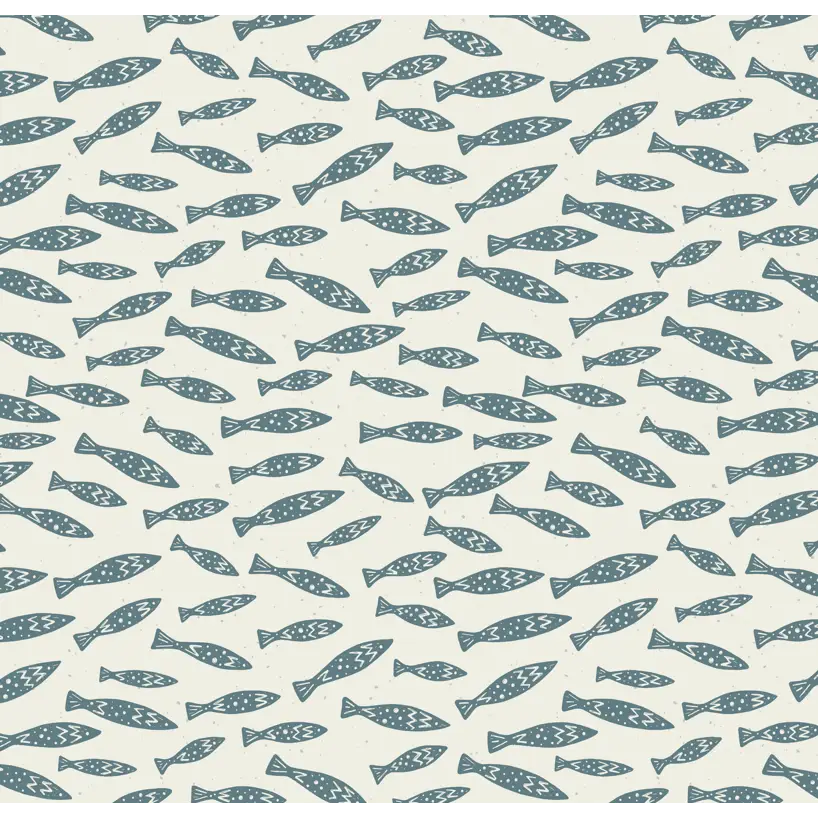 Skipper Wallpaper - Kids Fish - by CoastL Studio - Sample 1 foot by 1 foot / Dark Blue - Loomwell Home Goods