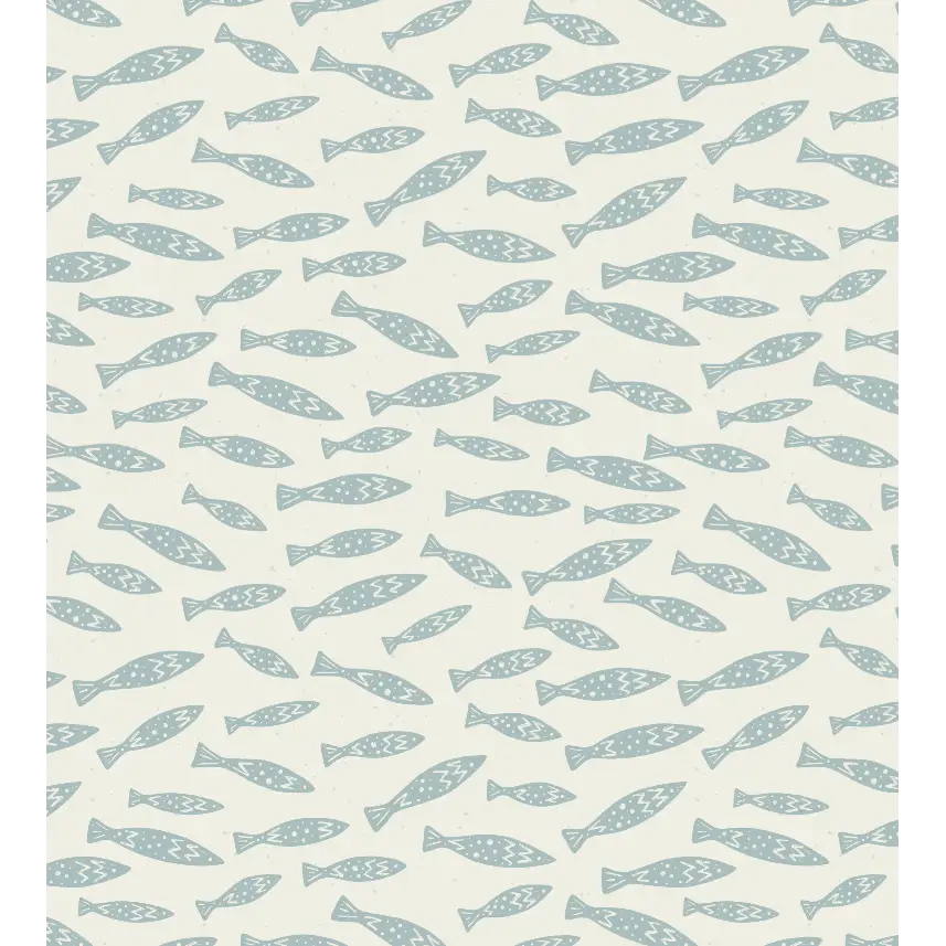 Skipper Wallpaper - Kids Fish - by CoastL Studio - Sample 1 foot by 1 foot / Light Blue - Loomwell Home Goods