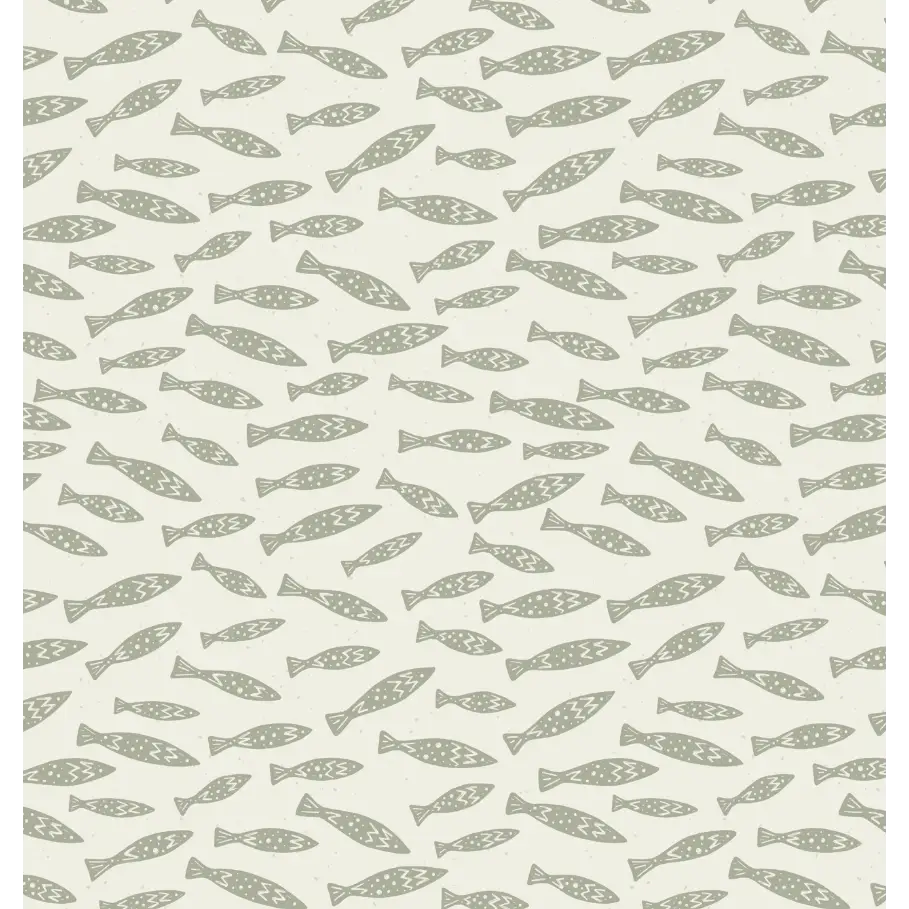 Skipper Wallpaper - Kids Fish - by CoastL Studio - Sample 1 foot by 1 foot / Sage - Loomwell Home Goods