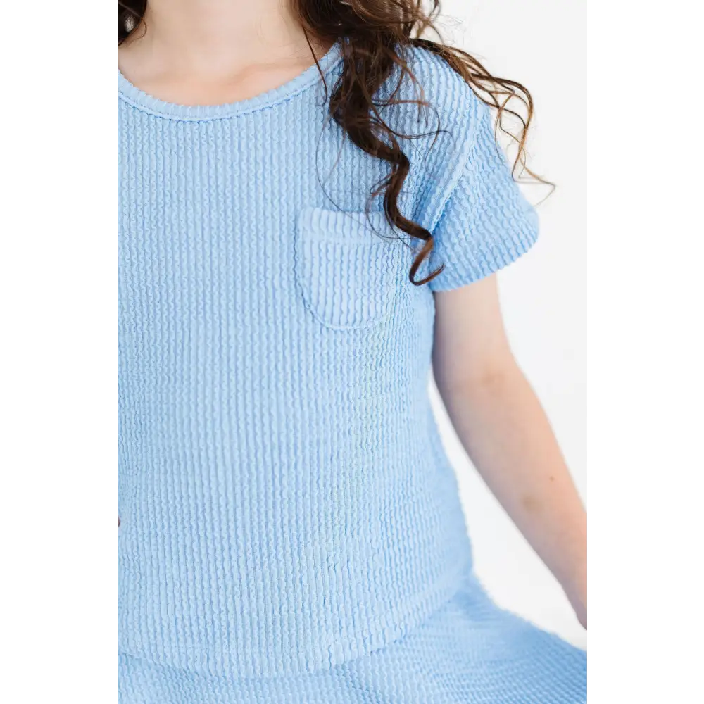 Sky Blue Scrunchy Pocket Tee - Mila & Rose ®