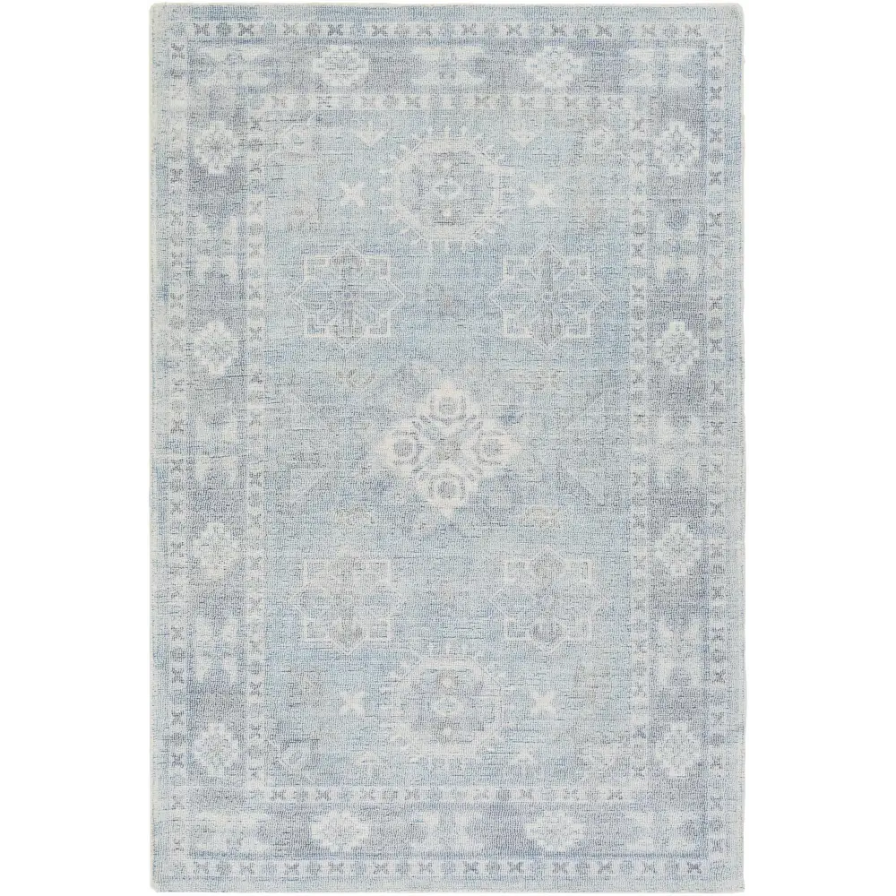 Sky Blue Wool Blend Area Rug - 5’ x 7’6’’ Rectangle - Boutique Rugs