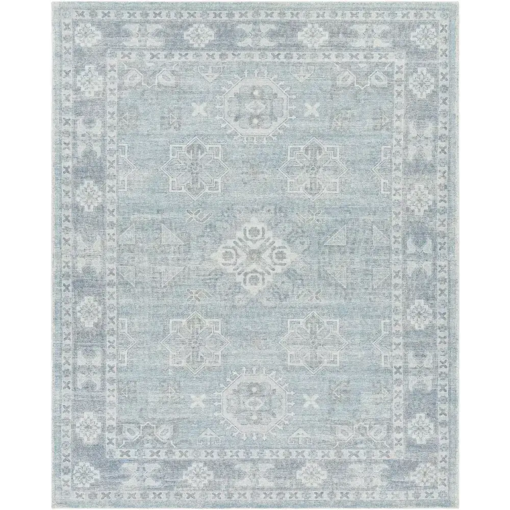 Sky Blue Wool Blend Area Rug - 8’ x 10’ Rectangle - Boutique Rugs