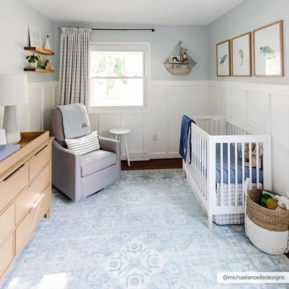 Sky Blue Wool Blend Area Rug - Boutique Rugs