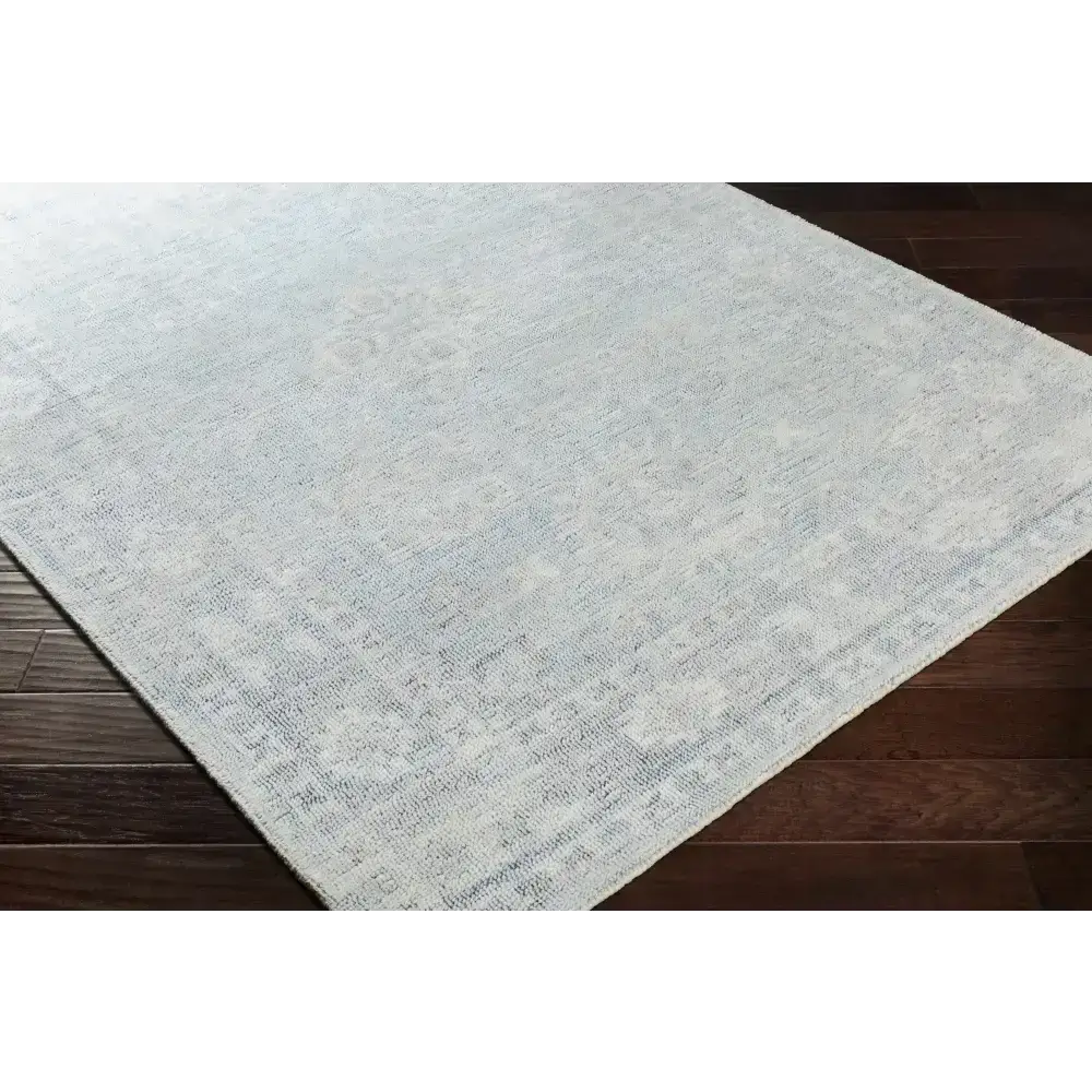 Sky Blue Wool Blend Area Rug - Boutique Rugs