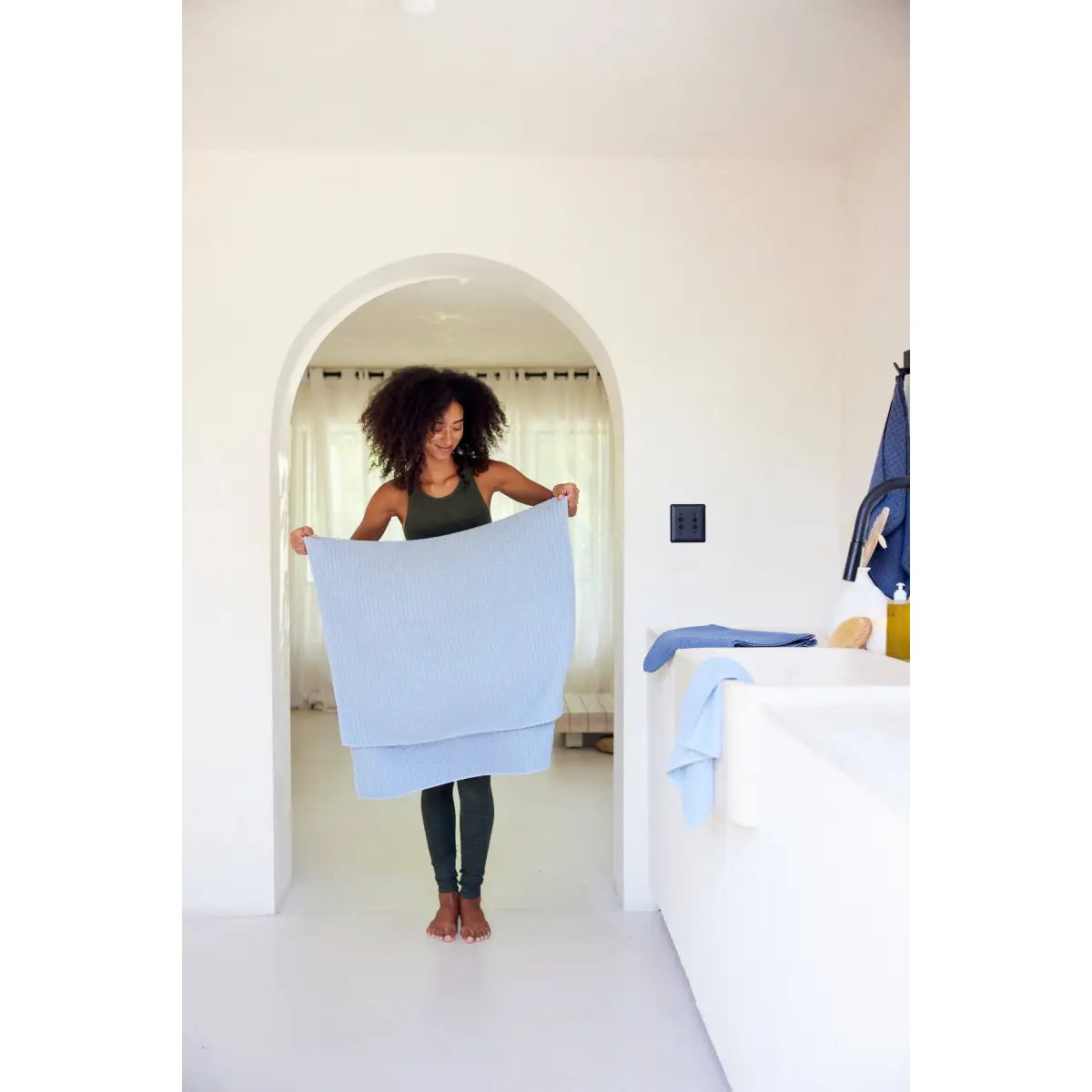 Luxury Waffle Bath Towel - Sky - Geometry