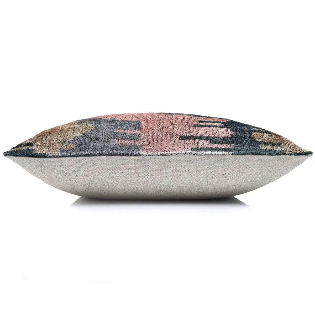 Slate Blue & Dusty Rose Ikat Velvet Pillow 20x20 in - Designer Throw Cushion - Canvello