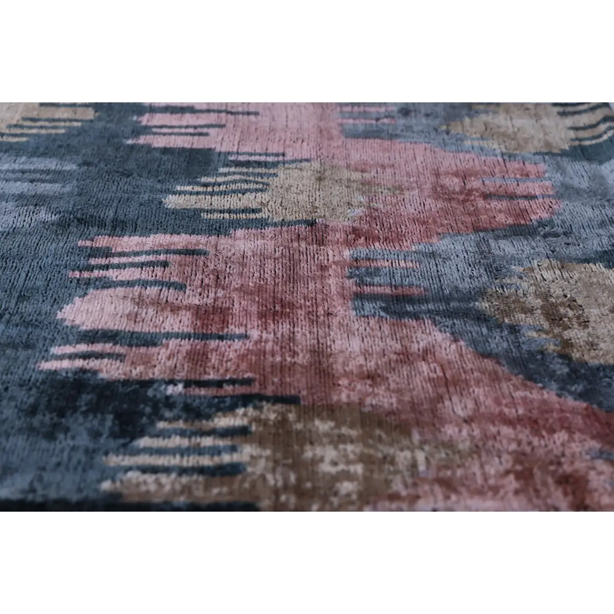 Slate Blue & Dusty Rose Ikat Velvet Pillow 20x20 in - Designer Throw Cushion - Canvello
