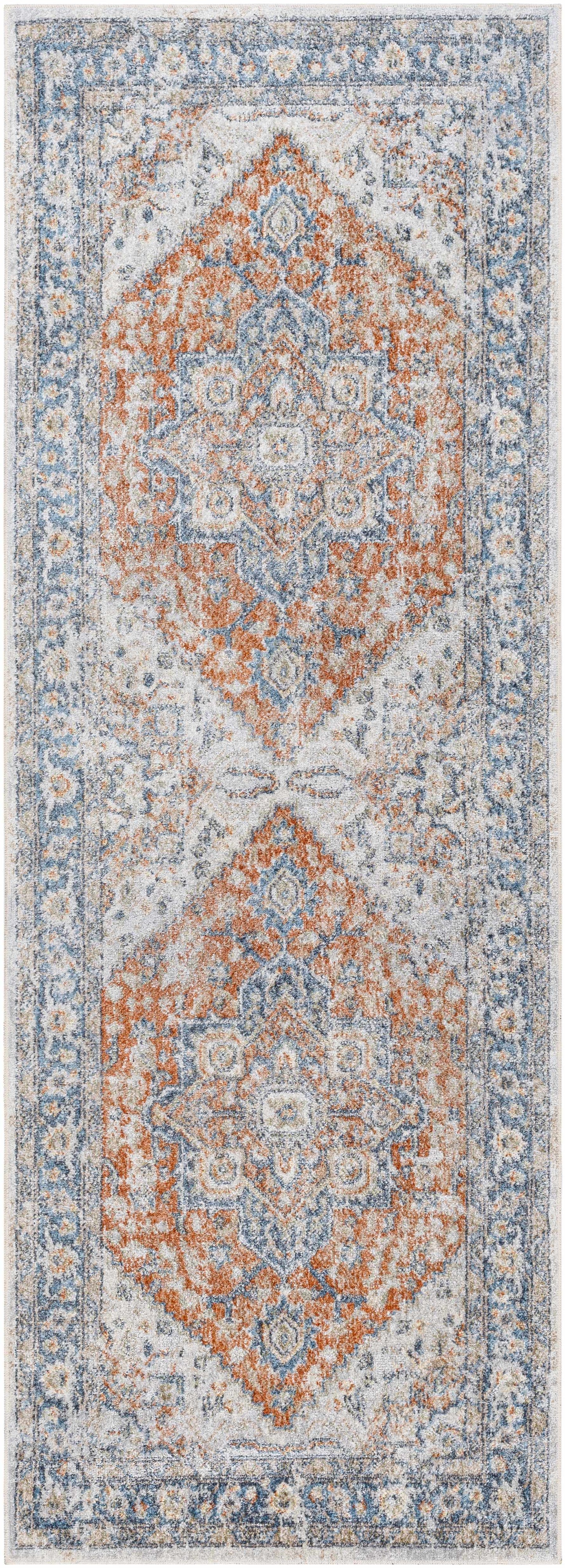 Ezri Rust Washable Area Rug - 2’7’’ x 7’3’’ Runner - Boutique Rugs