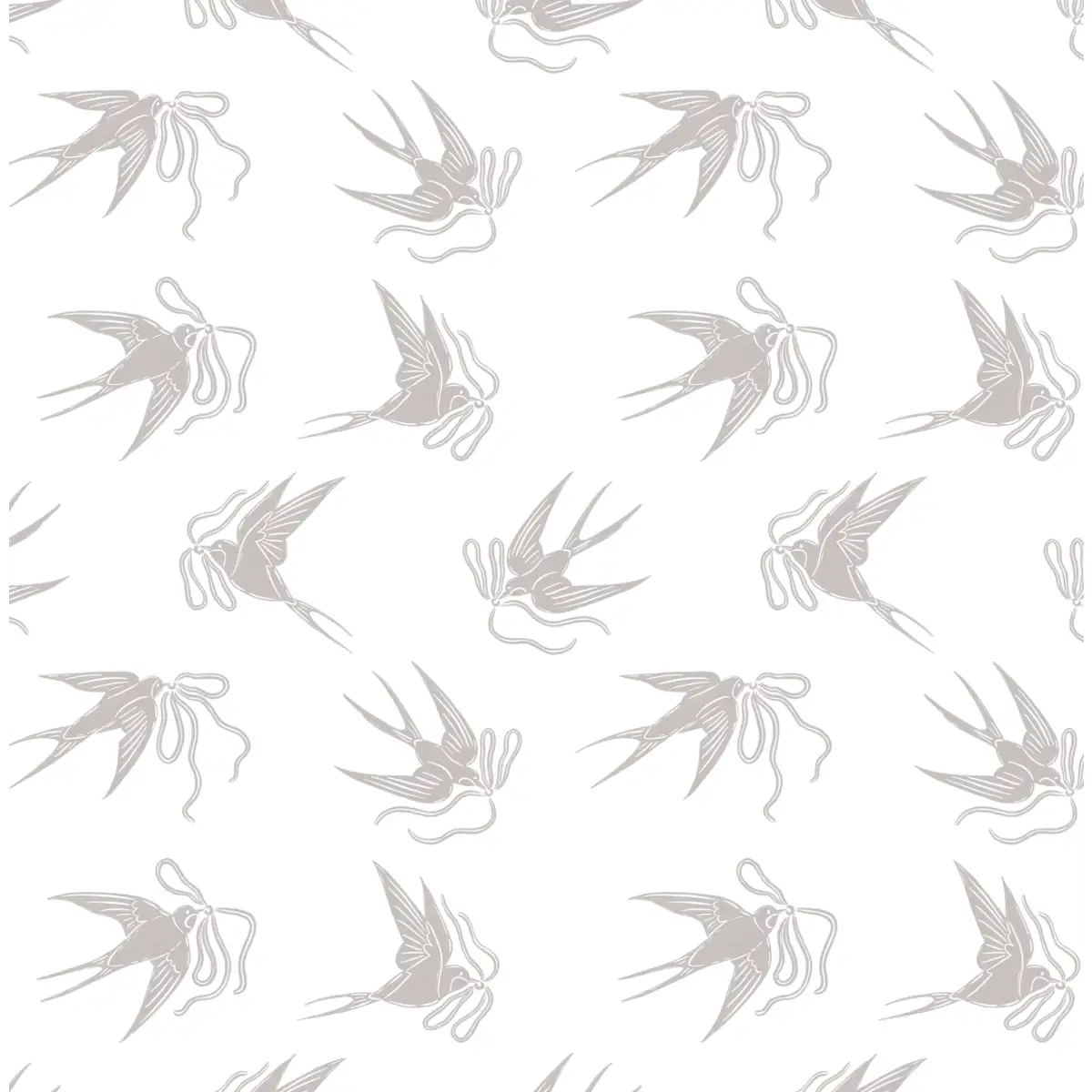 Sloane Wallpaper - Birds and Bows - by The Beau Studio - Sample 1 foot by 1 foot / Light Gray - Loomwell Home Goods