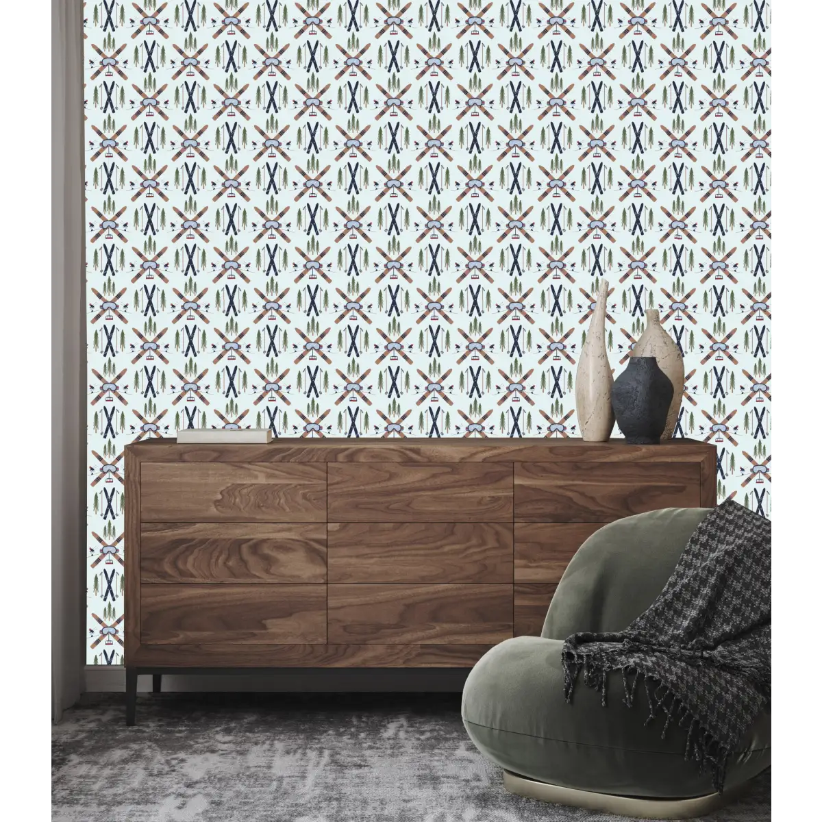 Slopes Wallpaper - Ski Chalet - by Kristie Vargo - Loomwell Home Goods
