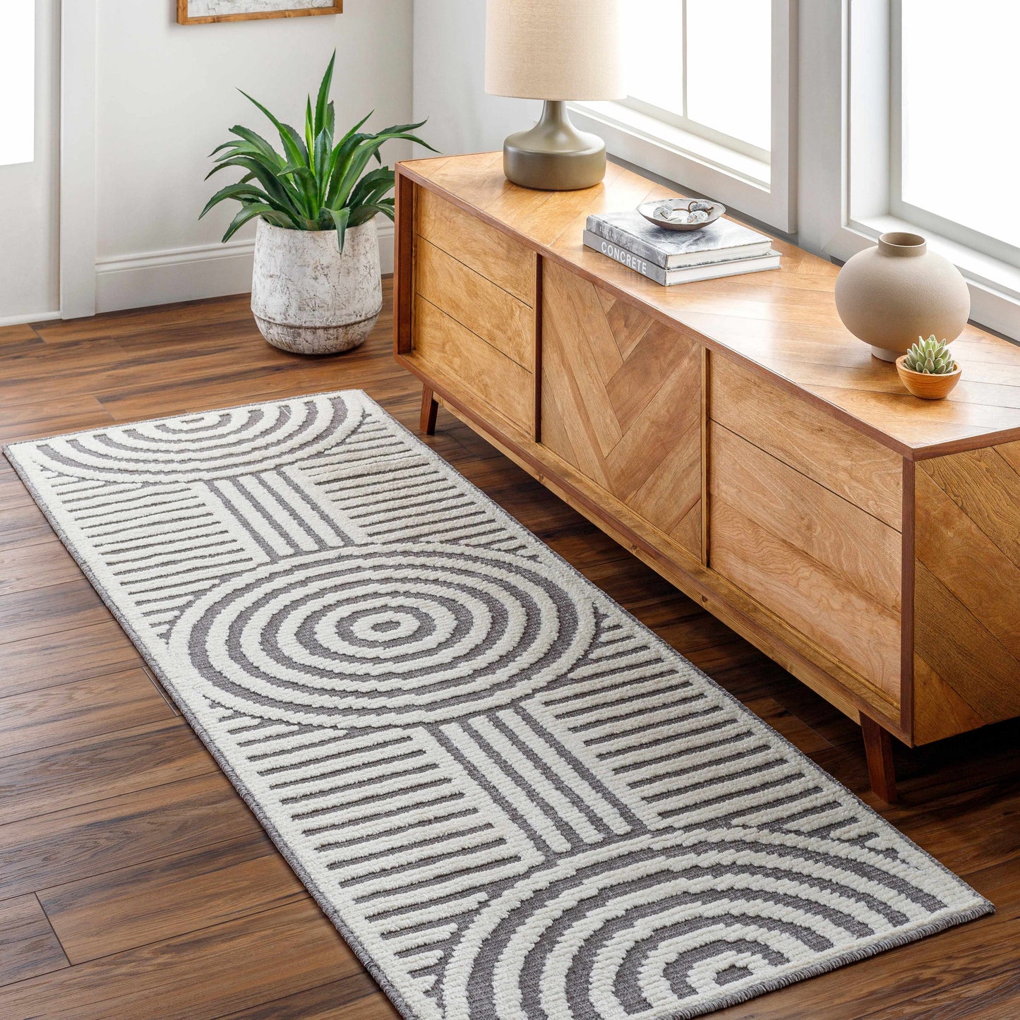 Deron Gray Washable Area Rug