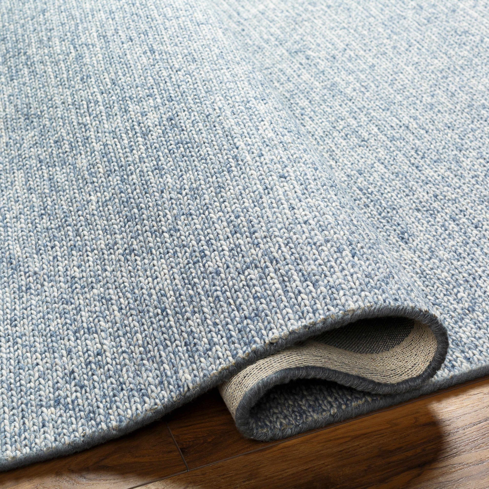 Light Blue Solid Wool Rug - Boutique Rugs