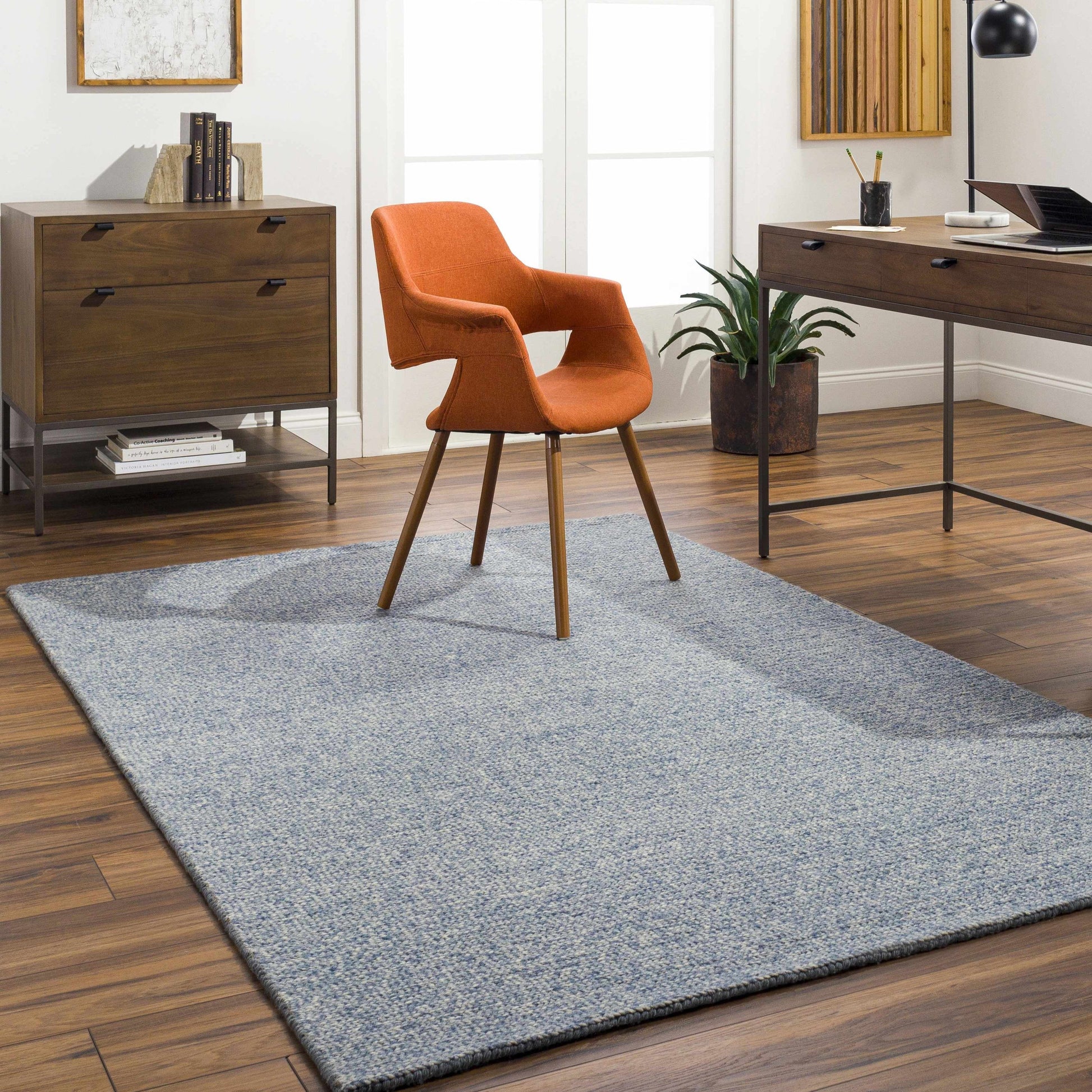 Light Blue Solid Wool Rug - Boutique Rugs